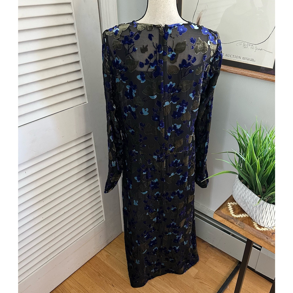 Rag + Bone Dress Medium Blue Velvet Burnout Gigi Maxi Column Indie Fairy Grunge - Picture 7 of 13